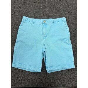 Izod Saltwater Shorts Size 33 Turquoise Blue Flat Front Preppy High-Rise